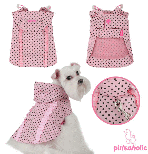 ポルカドットレインコート・ピンク【PINKAHOLIC N.Y.】（犬　犬服）