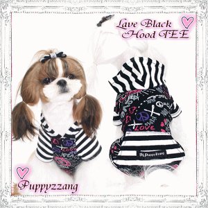 画像4: 【再入荷】【1380円】愛犬用/春 夏/LoveブラックフードTEE★Puppyzzang【メール便OK】