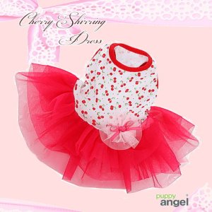画像1: 犬 服/愛犬[メール便無料]Cherry Shirring Dress[PUPPYANGEL]PA-DR102