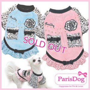 画像1: 【只今2980円】犬 服/メール便OK/秋 冬/新作/カメリアツイードミニドレス/ParisDog/Girl