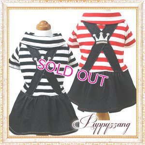 画像1: 【再入荷】【25％OFF】【2230円】【セール】【犬 服】【メール便OK】ボーダープリンセスワンピース【Puppyzzang】