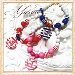 画像1: 【セール】【1380円】【メール便OK】愛犬用　マリーンネックレス　【Chaneri】レッド・ブルー・ピンク