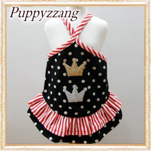 画像1: 【新作】【犬 服】【Sale】水玉とストライプのキュートなキャミワンピ【Puppyzzang】【メール便OK】