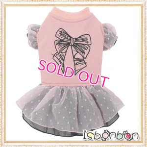 画像1: 【在庫限り】【Mサイズのみ】【Sale　2000円】【犬 服】シフォンフリルのリボンワンピ【ISBONBON】【メール便OK】