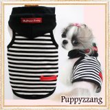 【新作】【犬 服】【Sale】【1580円】フード付きボーダータンクトップTEE【Puppyzzang】【メール便OK】