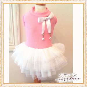 画像1: 【在庫Sale】【1580円】【犬 服】ホワイトリボンのチュチュドレス【メール便OK】