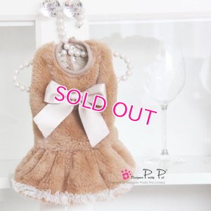 画像4:  【犬 服】【30％OFF】【Sale3380円】 プラッシュファードレスベージュ【PrettyPet】【メール便OK】