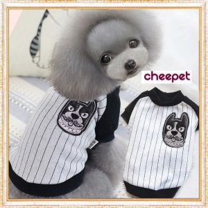 画像1: 【新作】 【Sale】【1580円】【犬 服】DOGワッペンのストライプTEE【cheepet】【メール便OK】