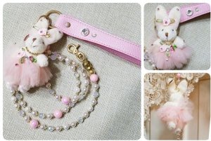 画像16: 【新作セール】愛犬用★キュートなうさちゃんチャームのビーズリード・ピンク Chaneri【メール便不可】【代引不可】