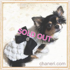 画像2: 【再再入荷】【冬】【犬 服】ビジューリボン付フェイクファーコート【メール便OK】
