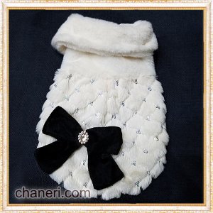 画像17: 【新色】【冬】【犬 服】ビジューリボン付フェイクファーコート【メール便OK】