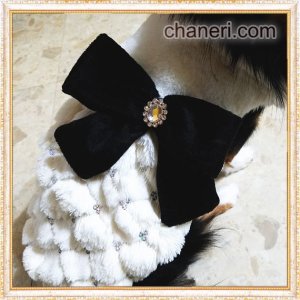 画像9: 【新色】【冬】【犬 服】ビジューリボン付フェイクファーコート【メール便OK】