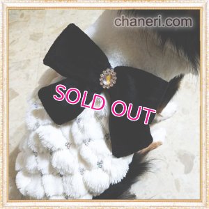 画像4: 【再再入荷】【冬】【犬 服】ビジューリボン付フェイクファーコート【メール便OK】