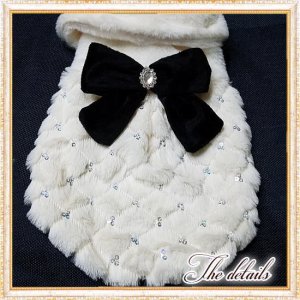 画像16: 【新色】【冬】【犬 服】ビジューリボン付フェイクファーコート【メール便OK】