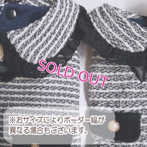 画像7: 【犬 服】【新作】【1780円】お襟付 Coco調ツイード ボーダー ワンピース 揺れるチャーム付 パール No.5 秋冬【メール便OK】