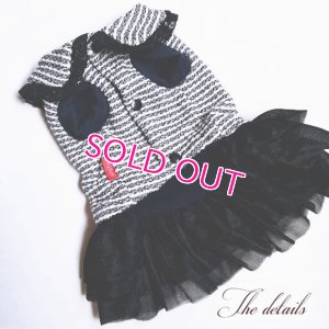 画像15: 【犬 服】【新作】【1780円】お襟付 Coco調ツイード ボーダー ワンピース 揺れるチャーム付 パール No.5 秋冬【メール便OK】