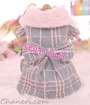 画像8: 犬 服 犬の服 Sale ドッグウェア ワンピース ドレス  秋冬のチェックとリボンのコートDress【メール便可】