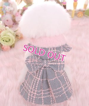 画像5: 犬 服 犬の服 Sale ドッグウェア ワンピース ドレス  秋冬のチェックとリボンのコートDress【メール便可】