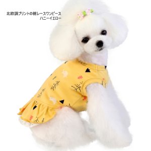 画像7: 犬 服 犬の服 ドッグウェア 北欧調プリントの裾レースワンピース【メール便可】
