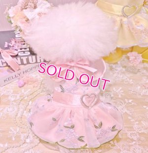 画像4: 【在庫限り】犬 服【イエロー】【M】サテンと刺しゅうレースのワンピース　ドレス