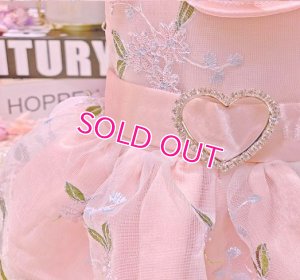 画像2: 【在庫限り】犬 服【ピンク】【M】サテンと刺しゅうレースのワンピース　ドレス