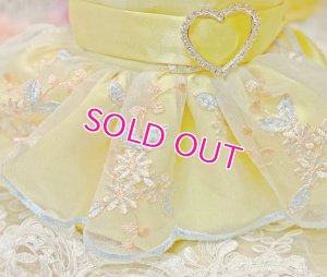 画像3: 【在庫限り】犬 服【イエロー】【M】サテンと刺しゅうレースのワンピース　ドレス