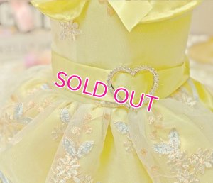 画像2: 【在庫限り】犬 服【イエロー】【M】サテンと刺しゅうレースのワンピース　ドレス