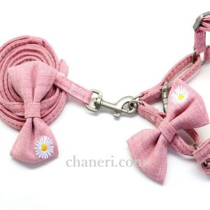 画像11: 値下げ　セール　ナチュラルカラー　デイジー刺しゅうのハーネス＆リードのセット【メール便OK】