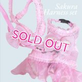 愛犬用 犬服 ペット用 ハーネス SET 豪華 フリル ハーネス リード セット キラキラ 桜 ピンク メール便発送
