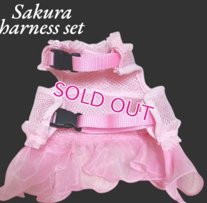 画像5: 愛犬用 犬服 ペット用 ハーネス SET 豪華 フリル ハーネス リード セット キラキラ 桜 ピンク メール便発送