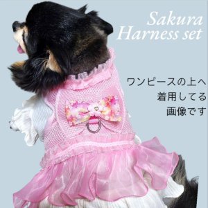 画像6: 愛犬用 犬服 ペット用 ハーネス SET 豪華 フリル ハーネス リード セット キラキラ 桜 ピンク メール便発送