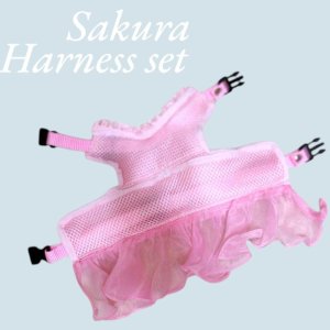 画像12: 愛犬用 犬服 ペット用 ハーネス SET 豪華 フリル ハーネス リード セット キラキラ 桜 ピンク メール便発送