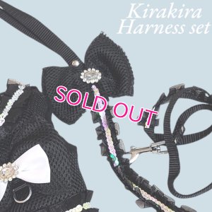 画像5: 愛犬用 犬服 ペット用 ハーネス SET 豪華 フリル ハーネス リード セット キラキラ ブラック メール便発送