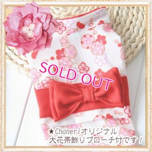 画像7: 在庫限り【XS】【犬 服】【Sale】【帯飾り付】可愛い梅の花ゆかた【Petstyle】浴衣　和装　着物【メール便OK】