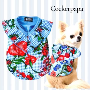 画像6: 【サマーsale】【犬 服】韓国ブランドCockerpapa ギンガムチェック＆ハイビスカスのフリルTEE【コカパパ】【メール便OK】