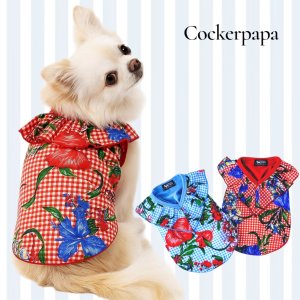 画像4: 【サマーsale】【犬 服】韓国ブランドCockerpapa ギンガムチェック＆ハイビスカスのフリルTEE【コカパパ】【メール便OK】