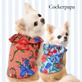 【サマーsale】【犬 服】韓国ブランドCockerpapa ギンガムチェック＆ハイビスカスのフリルTEE【コカパパ】【メール便OK】