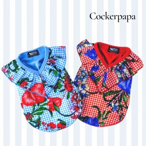 画像2: 【サマーsale】【犬 服】韓国ブランドCockerpapa ギンガムチェック＆ハイビスカスのフリルTEE【コカパパ】【メール便OK】