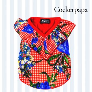 画像7: 【サマーsale】【犬 服】韓国ブランドCockerpapa ギンガムチェック＆ハイビスカスのフリルTEE【コカパパ】【メール便OK】
