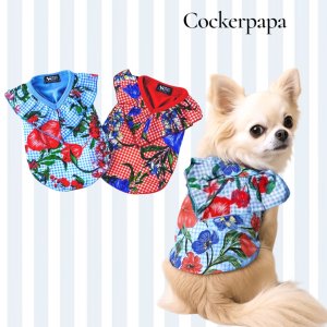 画像3: 【サマーsale】【犬 服】韓国ブランドCockerpapa ギンガムチェック＆ハイビスカスのフリルTEE【コカパパ】【メール便OK】