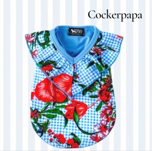 画像9: 【サマーsale】【犬 服】韓国ブランドCockerpapa ギンガムチェック＆ハイビスカスのフリルTEE【コカパパ】【メール便OK】