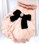 【新色】【冬】【犬 服】ビジューリボン付フェイクファーコート【メール便OK】