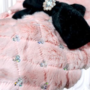 画像7: 【新色】【冬】【犬 服】ビジューリボン付フェイクファーコート【メール便OK】