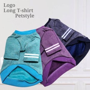 画像12: 【メール便無料】愛犬服 英字ロゴ 長袖 Tシャツ トレーナー 裏起毛 暖かい犬服 犬の冬服 プードル チワワ カッコカワイイ :ターコイズブルー
