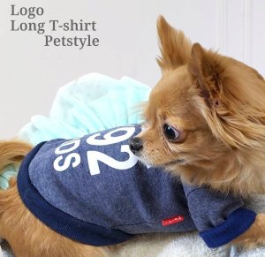 画像5: 【メール便無料】愛犬服 英字ロゴ 長袖 Tシャツ トレーナー 裏起毛 暖かい犬服 犬の冬服 プードル チワワ カッコカワイイ :ネイビー