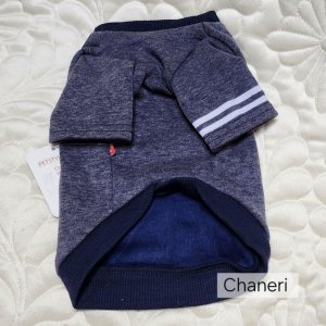 画像6: 【メール便無料】愛犬服 英字ロゴ 長袖 Tシャツ トレーナー 裏起毛 暖かい犬服 犬の冬服 プードル チワワ カッコカワイイ :ネイビー