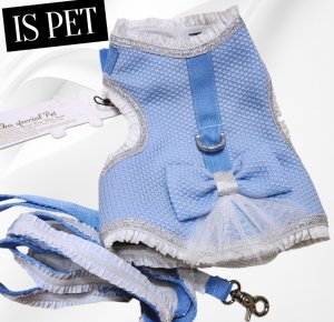 画像15: 高級IS PET ブルー ハーネス＆リードセット フリル フリル チュール 小型犬 チワワ プードル 春夏 お出かけ GW 旅行 上品ブルー