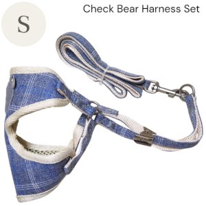 画像8: 【メール便無料】愛犬用 犬服 ペット用 ハーネス SET 犬用 犬 可愛い ベア チェック柄 くま ハーネスセット 胴輪セット 可愛いハーネス 小型犬 散歩 旅行 軽量 簡単装着 ネイビー 紺