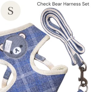 画像13: 【メール便無料】愛犬用 犬服 ペット用 ハーネス SET 犬用 犬 可愛い ベア チェック柄 くま ハーネスセット 胴輪セット 可愛いハーネス 小型犬 散歩 旅行 軽量 簡単装着 ネイビー 紺