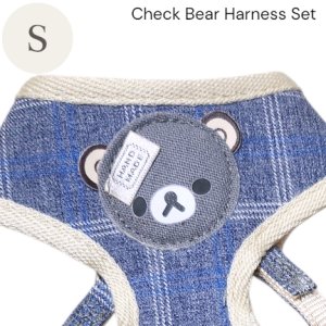 画像5: 【メール便無料】愛犬用 犬服 ペット用 ハーネス SET 犬用 犬 可愛い ベア チェック柄 くま ハーネスセット 胴輪セット 可愛いハーネス 小型犬 散歩 旅行 軽量 簡単装着 ネイビー 紺